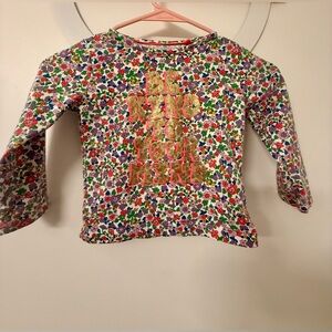 Mini Boden Floral Kids Shirt with Gold and Pink Accents